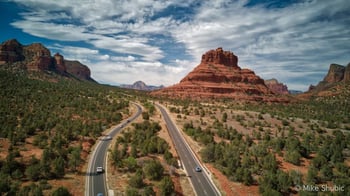 The scenic drive from Phoenix to Sedona, winding through Arizona’s red rock country.