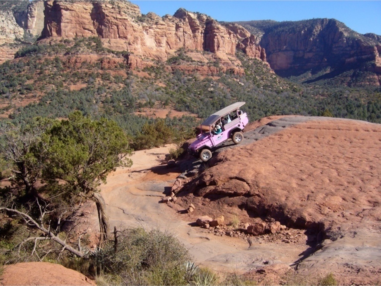 pink jeep offroading