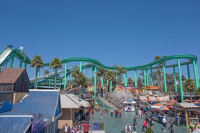 theme-park-roller-coaster-blue-sky-family